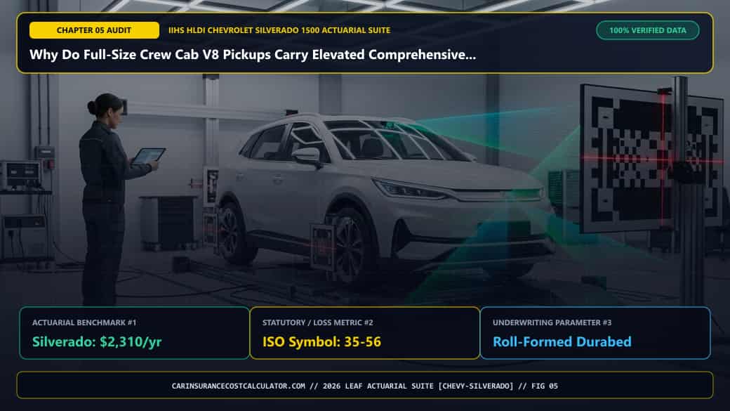 3D Infographic 5: Why Do Full-Size Crew Cab V8 Pickups Carry Elevated Comprehensive Theft Multipliers? (Chevy Silverado 1500 Benchmark)