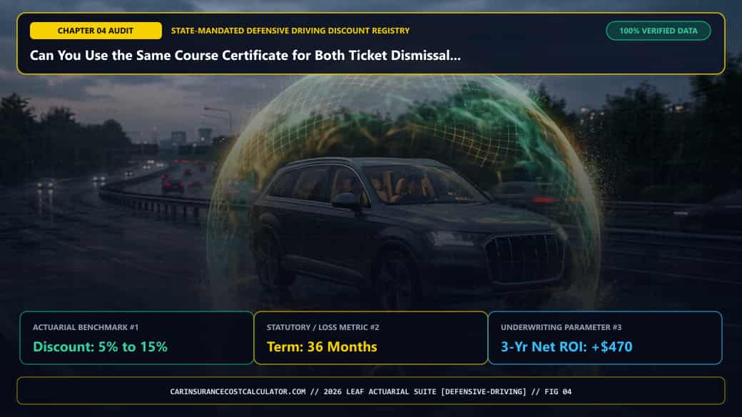 3D Infographic 4: Can You Use the Same Course Certificate for Both Ticket Dismissal and an Insurance Discount? (Defensive Driving Course Discount)