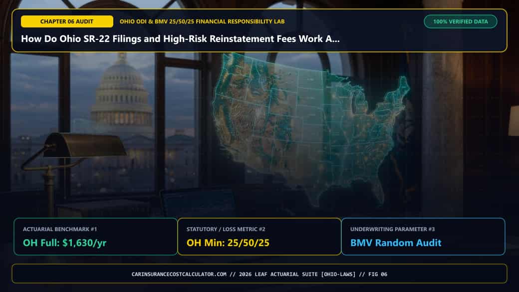 3D Infographic 6: How Do Ohio SR-22 Filings and High-Risk Reinstatement Fees Work After a Suspension? (Ohio 25/50/25 & BMV Guide)