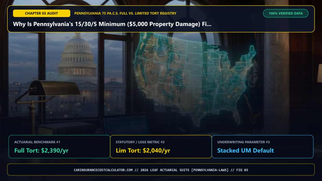3D Infographic 3: Why Is Pennsylvania's 15/30/5 Minimum ($5,000 Property Damage) Financially Dangerous? (PA Full Tort vs. Limited Tort)