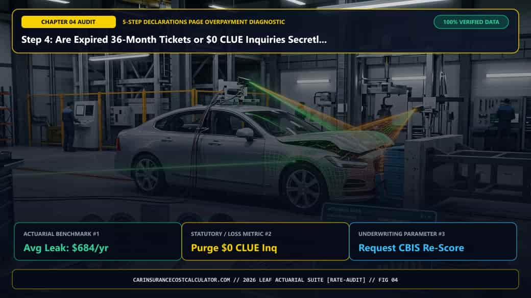 3D Infographic 4: Step 4: Are Expired 36-Month Tickets or $0 CLUE Inquiries Secretly Surcharging Your Policy? (5-Step Car Insurance Rate Audit)