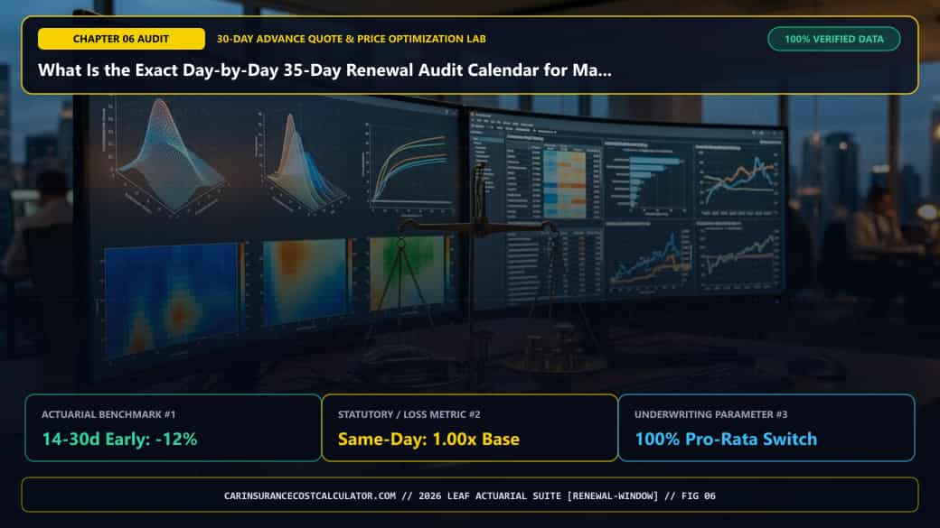 3D Infographic 6: What Is the Exact Day-by-Day 35-Day Renewal Audit Calendar for Maximum Savings? (30-Day Early Quoting Window)