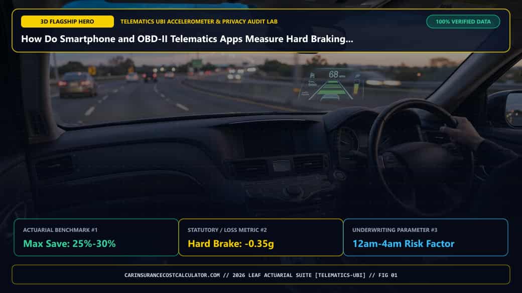 3D Infographic 1: How Do Smartphone and OBD-II Telematics Apps Measure Hard Braking (-0.35g) & Phone Distraction? (Telematics & Drive-Tracking Apps)