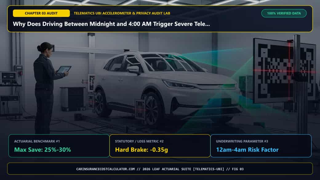 3D Infographic 3: Why Does Driving Between Midnight and 4:00 AM Trigger Severe Telematics Penalties? (Telematics & Drive-Tracking Apps)