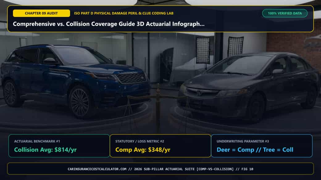 Comprehensive vs. Collision Coverage Guide 3D Actuarial Infographic 10 — What Does Our 2026 28-Peril Part D Classification & State Deductible Matrix Reveal
