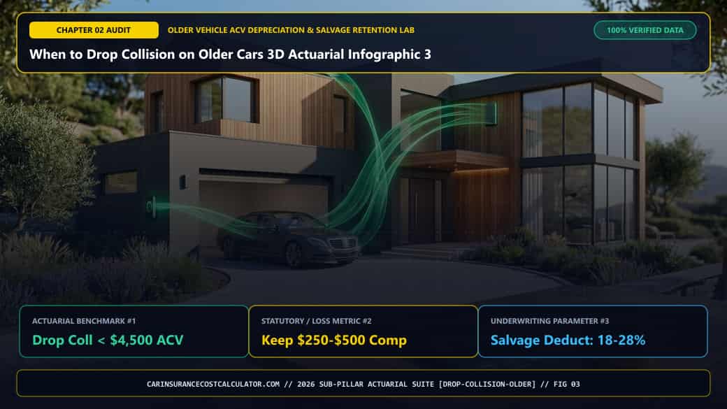 When to Drop Collision on Older Cars 3D Actuarial Infographic 3 — Why Does an Insurer Total an Older $5,000 Car After Just a $3,600 Fender-Bender