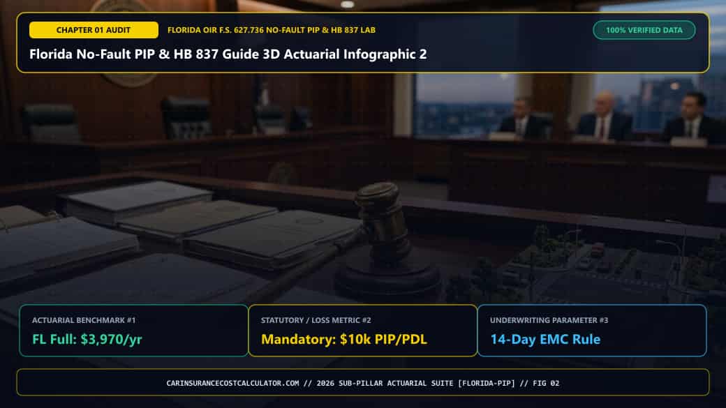 Florida No-Fault PIP & HB 837 Guide 3D Actuarial Infographic 2 — How Does Florida's 14-Day PIP Rule and Emergency Medical Condition (EMC) Cap Work