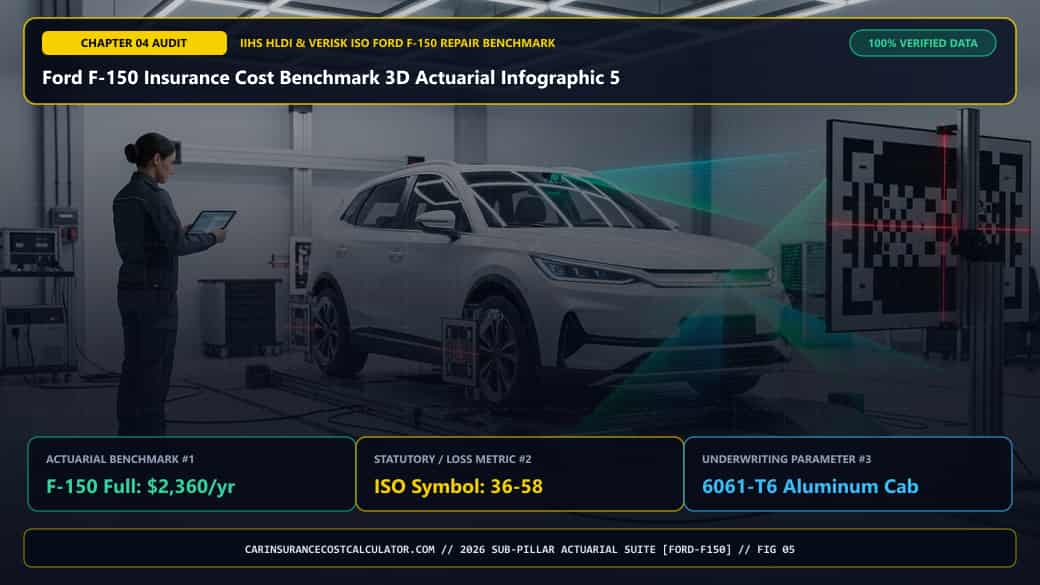 Ford F-150 Insurance Cost Benchmark 3D Actuarial Infographic 5 — How Does Powertrain Choice (2.7L/3.5L EcoBoost, 5.0L Coyote V8, PowerBoost Hybrid, Lightning EV) Affect Your Rate