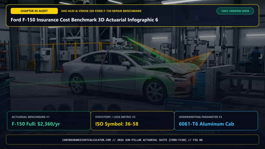 Ford F-150 Insurance Cost Benchmark 3D Actuarial Infographic 6 — How Much Does Ford F-150 Insurance Cost by Driver Age (16-Year-Old Teen to 65-Year-Old Retiree)
