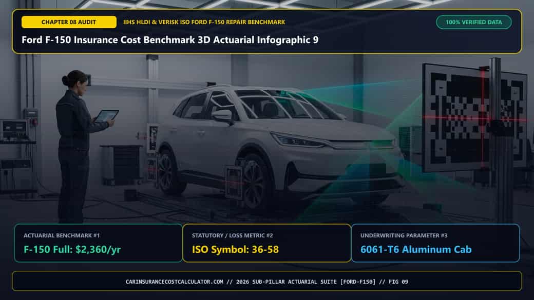 Ford F-150 Insurance Cost Benchmark 3D Actuarial Infographic 9 — How Do Ford Co-Pilot360 2.0, BlueCruise, and FordPass SecuriAlert Discounts Lower Your F-150 Rate
