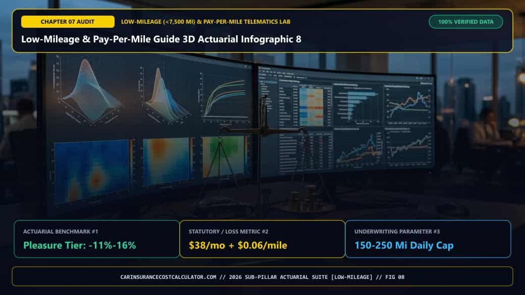 Low-Mileage & Pay-Per-Mile Guide 3D Actuarial Infographic 8 — Why Is Verified Odometer Mileage the #2 Mandatory Rating Factor in California (Prop 103)