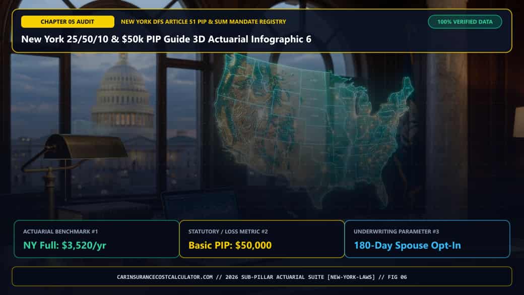 New York 25/50/10 & $50k PIP Guide 3D Actuarial Infographic 6 — How Do Brooklyn, Queens, Bronx, Manhattan, Staten Island, Long Island, and Upstate NY Rates Compare