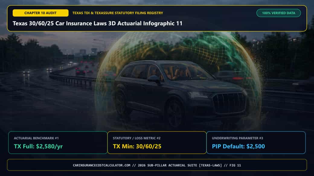 Texas 30/60/25 Car Insurance Laws 3D Actuarial Infographic 11 — What Do Real Texas Driver Case Studies & Our County Matrix Reveal