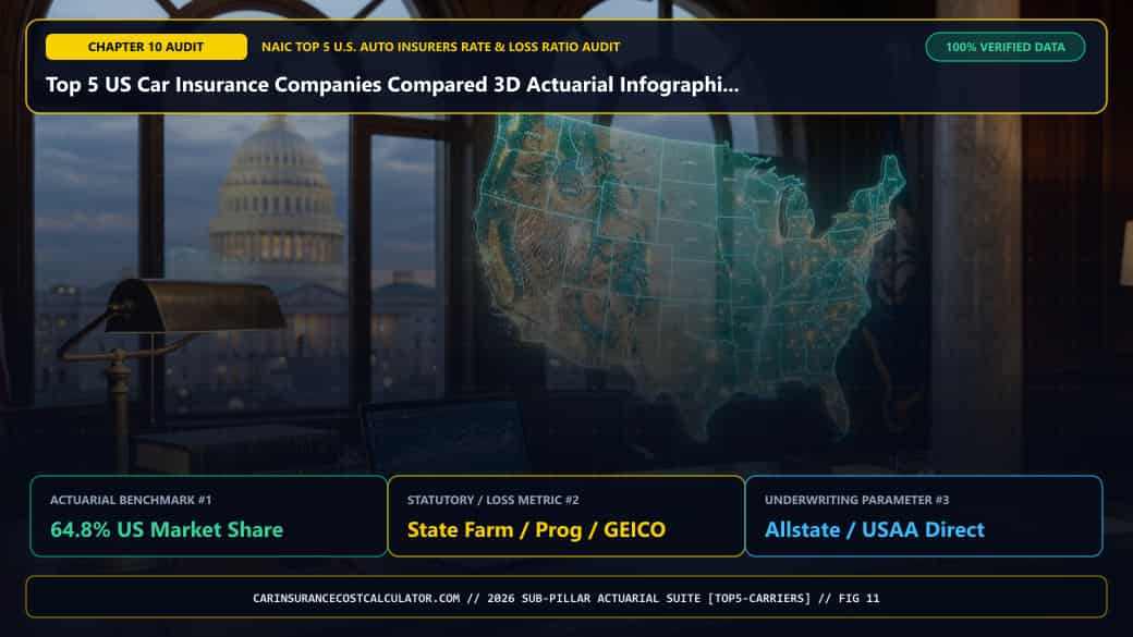 Top 5 US Car Insurance Companies Compared 3D Actuarial Infographic 11 — What Does Our 2026 50-State Carrier Benchmark & Underwriting Sweet-Spot Directory Show