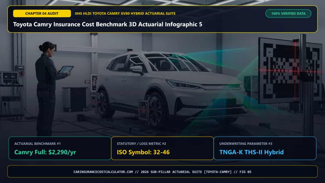 Toyota Camry Insurance Cost Benchmark 3D Actuarial Infographic 5 — How Does Toyota Safety Sense 3.0 (Proactive Driving Assist & Pre-Collision) Impact Camry Rates