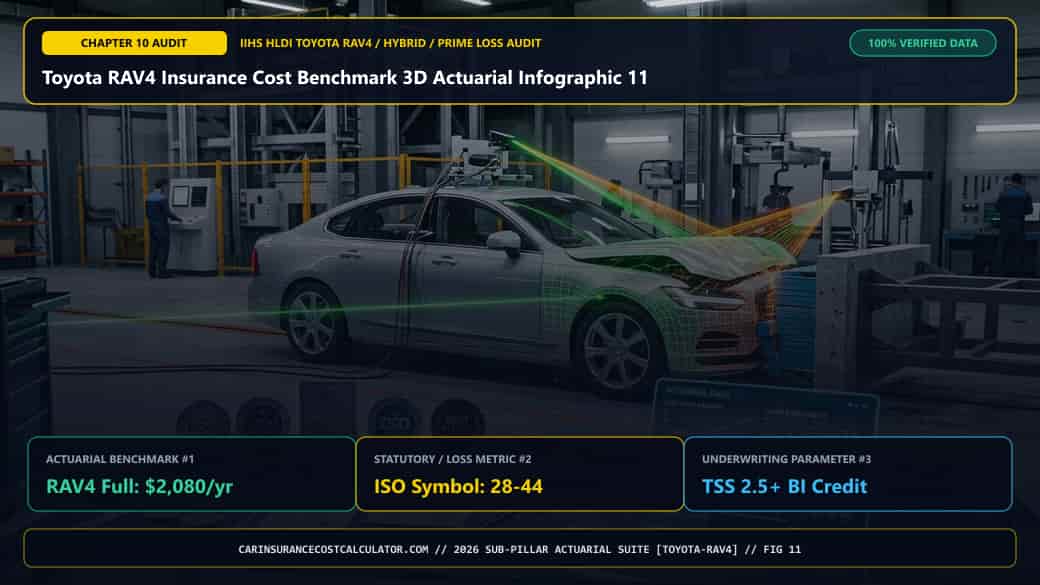 Toyota RAV4 Insurance Cost Benchmark 3D Actuarial Infographic 11 — What Does Our 2026 Toyota RAV4 50-State & Trim Actuarial Directory Reveal